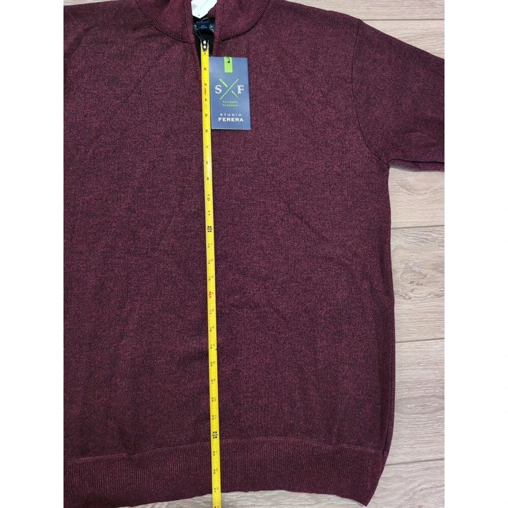 STUDIO FERERA MEN'S 1/4 ZIP BURGUNDY LONG SLEEVE PULLOVER SWEATERS SZ XXL  NWT